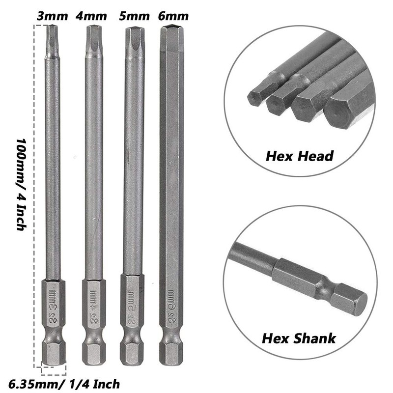 Mesee 16 Pieces 4 Inch Long Magnetic Screwdriver Bit Set,