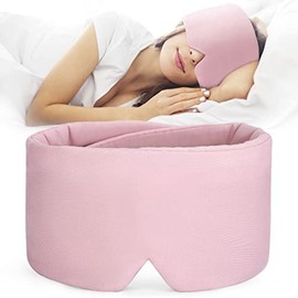FRESHME FRESHME Light Blocking Pink Sleep Mask - Handmade Cotton Eye Mask for Sleeping Eye Shade Cover Women Men Girl Soft and Breathable Adjustable Blinder Airplane with Travel Pouch Best Night Companion