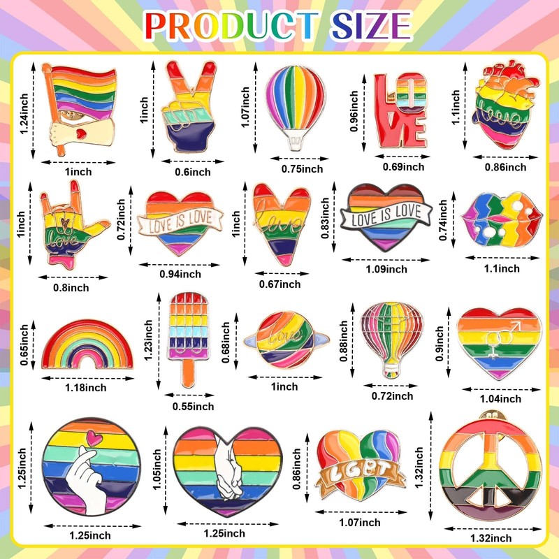 DTOFOOT 36 Pieces Rainbow Enamel Brooches Mixed for Clothes Backpack
