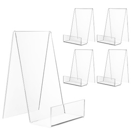 POPETPOP Bookends No Tumbling Bookends Book Dividers Transparent Acrylic Book Stand 5 Pcs Cost Performance Set Combination Display Stand Merchandise Display Bookshelf Bookcase Picture Book Stand Decoration Library Office Desktop Display School Supplies Stationery Gift Commercial Exhibition Table Bookshelf Divider