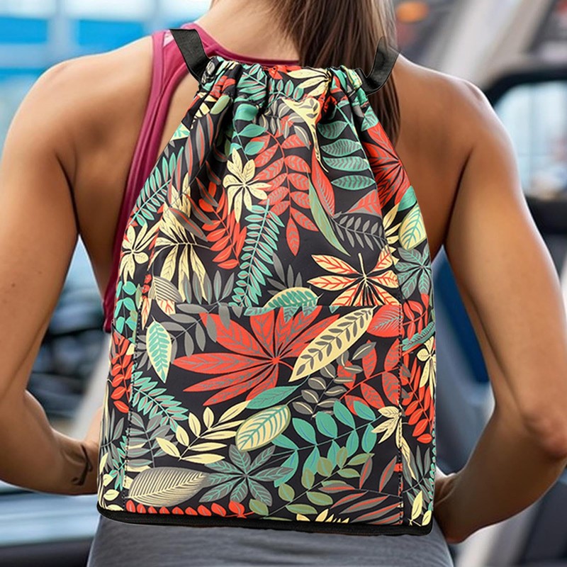 Foldable Drawstring Backpack,Foldable Sports Backpack Waterproof Drawstring Bag | Large