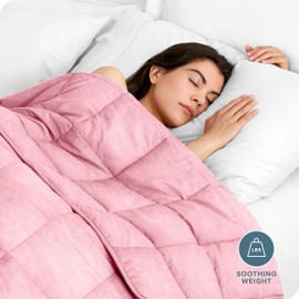 Bare Home Weighted Blanket King Size 25lb (80" x 87") for Adults - Minky Fleece - Premium Heavy Blanket Nontoxic Glass Beads (Light Pink, 80"x87")