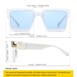 Oversized Rectangle Sunglasses Women Men Square Trendy Retro Fashion Sunglasses UV400 Luxury Metal