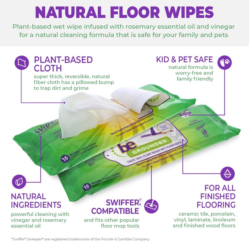 Wipex Wet Floor Wipes - Natural Wet Mop Pads Fit