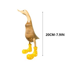 Wooden Crafted Duck Figurine with Spotty Wellies Funny Standing Duck Statues Decorative Resin Rain Boot Animal Sculpture Collectible Crafts Waterproof Garden Lawn Ornament (Yellow, 7.9Inch)