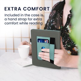 kwmobile Case Compatible with Pocketbook InkPad 4 / Color 3 / Color 2 / Vivlio InkPad 4 / InkPad Color 3 Case - Flip Case with Hand Strap - Faux Leather Cover - Mint Green Dark Grey