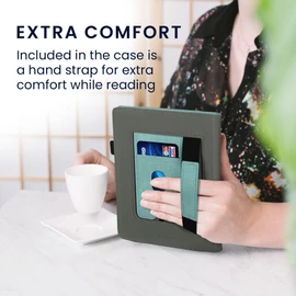 kwmobile Case Compatible with Pocketbook InkPad 4 / Color 3 / Color 2 / Vivlio InkPad 4 / InkPad Color 3 Case - Flip Case with Hand Strap - Faux Leather Cover - Mint Green Dark Grey