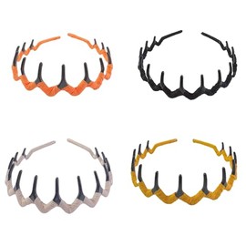Meekest 4 Pack Comb Headbands for Women Head Bands for Women's Hair Wide Hairband Non slip Thin Headband with Teeth Hair Accessories - Brown