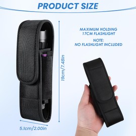 Flashlight Holster Torch Cover Holder for 16cm-17cm Flashlight Nylon Belt Torch Pouch Holder Tactical Torch Carry Case Leatherman Pouch for Camping Hiking Climbing Hunting Black