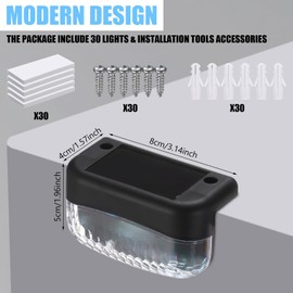 Riakrum 30 Pack Solar Deck Lights Outdoor Color Changing Solar Step Lights Ip65 Waterproof RGB Fence Lamp LED Stair Lamp for Outside Decks Step Stair Fence Yard Patio