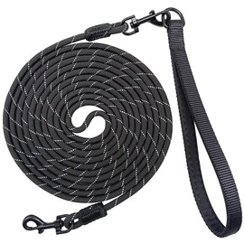 Boswany Long Leash for Small Dogs, 8FT/12FT/20FT/30FT/50FT/65FT/75FT/100FT Reflective Rope Training Lead Removable Padded Handle, Double Snaps Dog Tether for Outside Playing Camping Running Backyard
