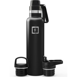 IRON °FLASK Stainless Steel Water Bottle with 3 Lids, Leak-Proof Thermos Flask, Metal Water Bottle, Double-Walled Insulated, BPA-Free, for Sports, School, Fitness, Camping
