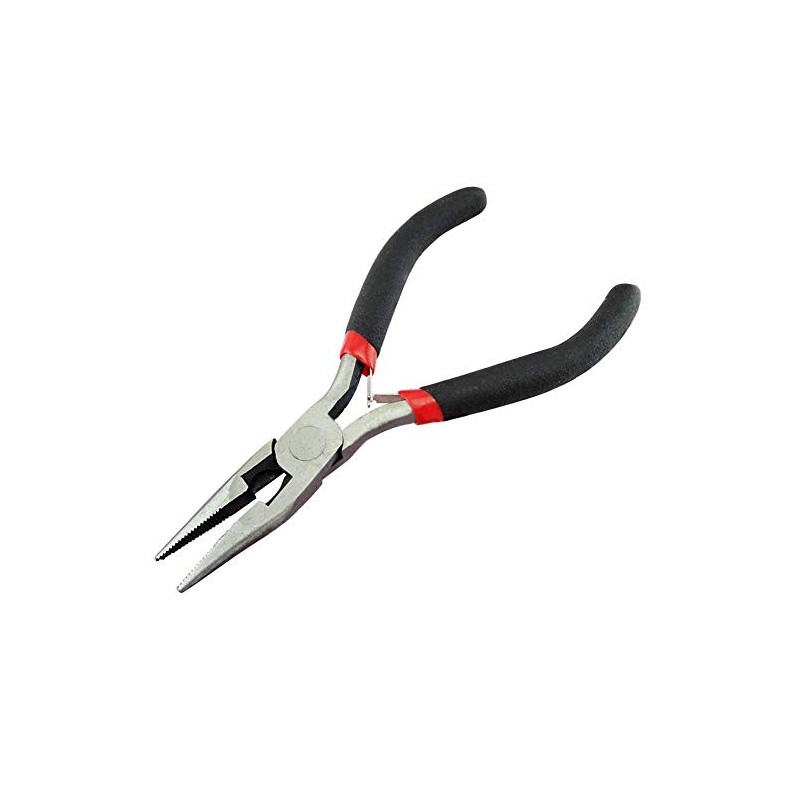 AKORD Mini Extra Long Nose Plier with Spring, Silver/Black