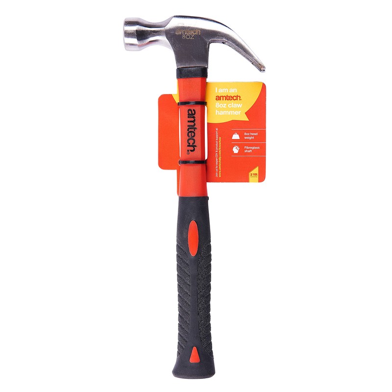 Amtech A0240 8oz (225g) Claw Hammer with fibreglass Shaft