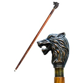 NAUTICAL GIFT STORE 37" Nebula Walking Stick top Wolf Gothic Walking Stick Antique Winter Cane