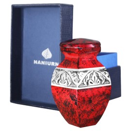 NANIURN Urns for Human Ashes Adult Female & Male, Cremation Urn for Ashes for Women & Men, Funeral Urns for Burial, Decorative Square Urns for Women or Man, Red Urns for Female - Large Size