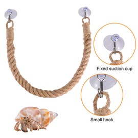 DONGKER Hermit Crab Climbing Rope,Sisal Rope Lizards Climbing Ladder Toy with Hook & Suction Cups for Reptile Geckos Resting Exploring Hiding Play