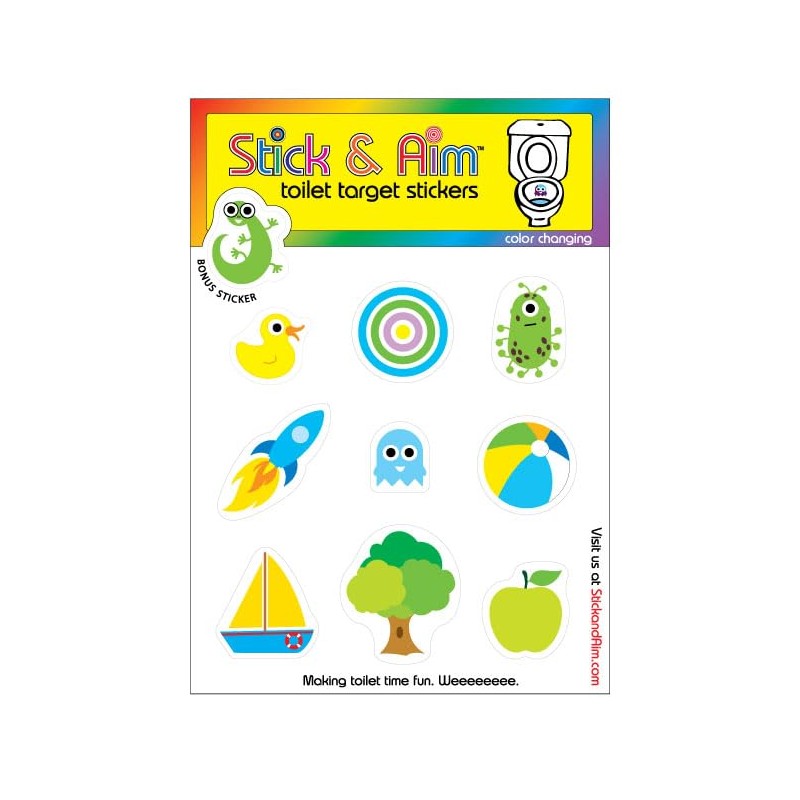 Colour Changing Toilet Target Stickers Kids Pack with Sticker Applicator
