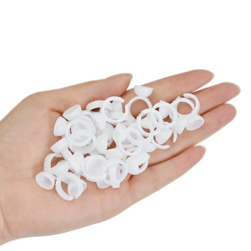 100 Pieces Lash Glue Holder Rings Cups Pigment Rings False