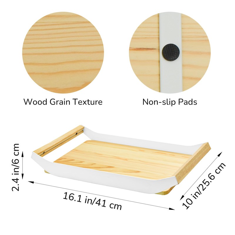 Enkrio Wood Serving Tray with Handles 16 Inches Decorative Rectangle