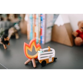 Lucy Darling Camper Baby Teether Set, 2 Pcs Textured Silicone Teething Toys, 0+ Months Baby Essentials for Infant Girl or Boy, BPA-Free Teething Relief & Chew Toy, Easy to Hold, Chew & Clean Teethers