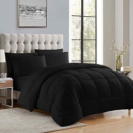 Sweet Home Collection Down Alternative Comforter All Season Warmth Luxurious Plush Loft Microfiber Fill Duvet Insert Bedding, King, Black