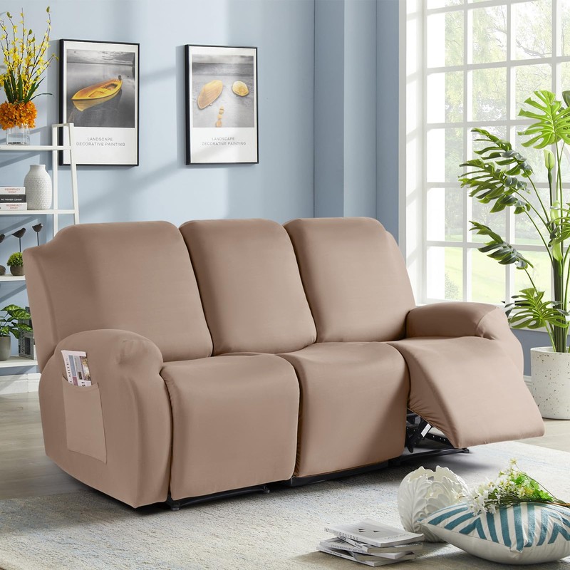 TAOCOCO Recliner Sofa Slipcover, 3 Pieces Polyester Fabric Stretch Sofa