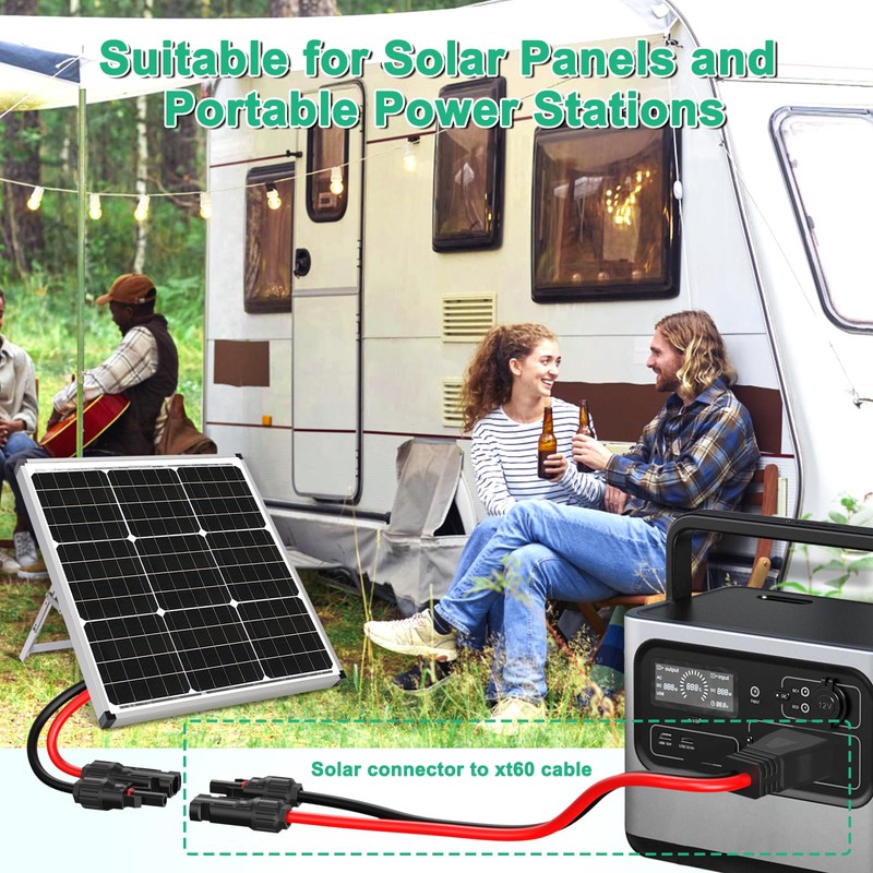 Hiutgowt 12AWG XT60 Solar Cable 10FT, Solar to Charging Cable