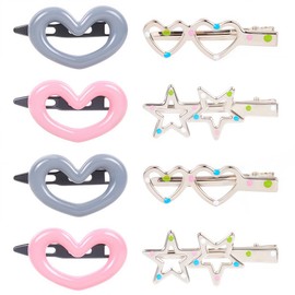 CRASPIRE 1 Box 20Pcs 4 Styles Heart Hair Clips Metal Star Barrettes Hair Snap Clips Plastic Iron Enamel Hairpins Styling Accessories for Women Christmas Valentines Party School Students Gifts