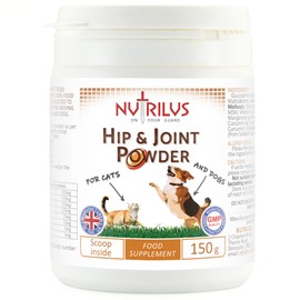 Nutrilus Pet Hip & Joint Powder 150g for Dogs and Cats – With Glucosamine, Chondroitin, Green Lipped Mussel, MSM, Curcumin, Hyaluronic Acid & more.