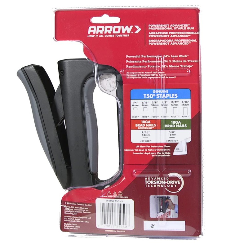 Arrow T50HS PowerShot Advanced Professional Heavy Duty 2-In-1 Staple and