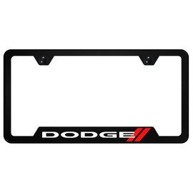 Au-TOMOTIVE GOLD Dodge Stripe Logo Universal Black Unbreakable Polycarbonate License Plate Frame