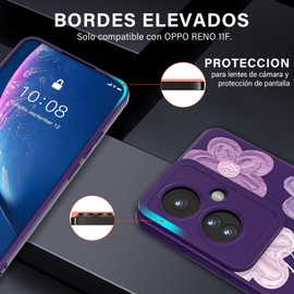 Duccinp Funda para OPPO Reno 11F, Ultrafina Flexible Suave TPU Silicona Púrpura Carcasa con Flores Dibujos, Antigolpes Anti-arañazos Protectora Case para OPPO Reno 11F