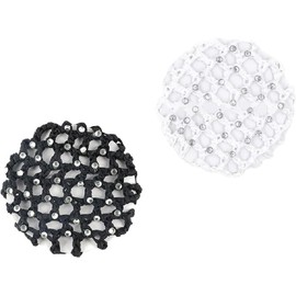 Mesh Hair Nets for Ballet, Dance, Skating - 2 Pack Bun Covers & Hair Accessories (White+Black, Set of 2)