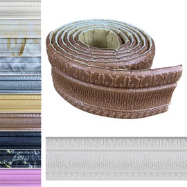 Yutianli Crown Molding Peel and Stick Wallpaper Border Flexible Wall Base Moulding Trim Self Adhesive Vinyl Baseboard Brown Foam Wall molding 3D Mirror Border (1PCS-89, Brown)