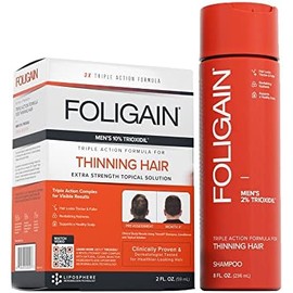 FOLIGAIN pack Solucion Triple acción con 10 trioxidil mas Shampoo con 2 trioxidil para hombres
