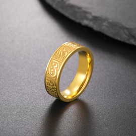 Dreamtimes Muslim Allah Islam Ring for Men Women Lotus Flower Rings Stainless Steel Arabic Letter Band Rings Religious Allah Rings, Stainless Steel, Not applicable.