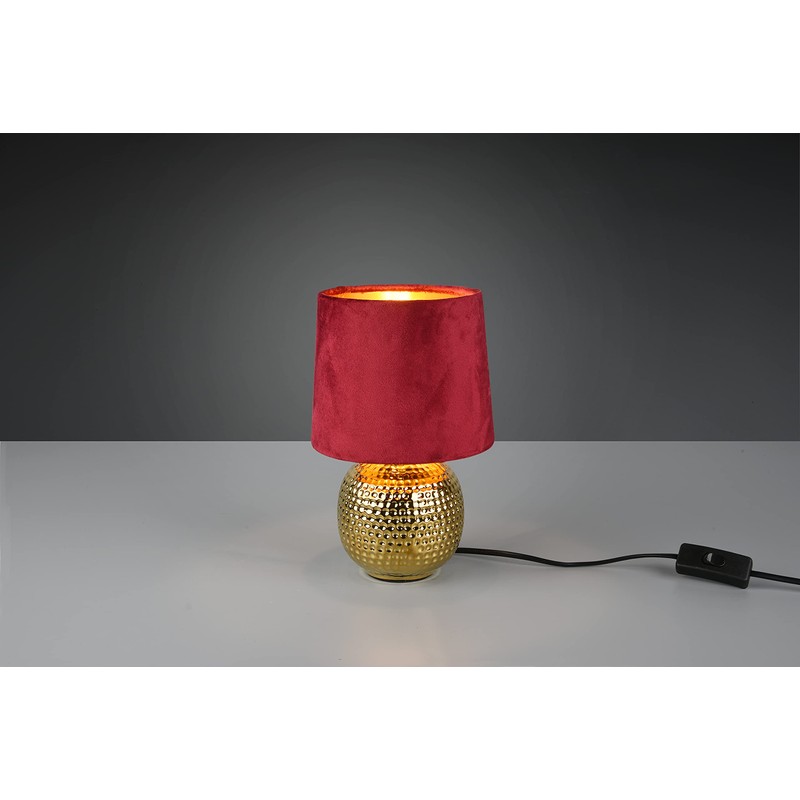 Reality Leuchten Sophia R50821010 Table Lamp Ceramic Gold-Coloured Velvet Shade