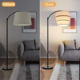 HUOKU Lamp Shades for Floor Lamps Pendant Lighting Chandelier Replacement, 3-Tier Drum Fabric Lampshade with Natural Linen Handcrafted(Brown)