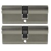 2x Profile Cylinder 80 mm 40/40 Simultaneous Locking Emergency and