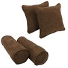 Blazing Needles Corded Microsuede Throw Pillow Set, Chocolate 4 Count
