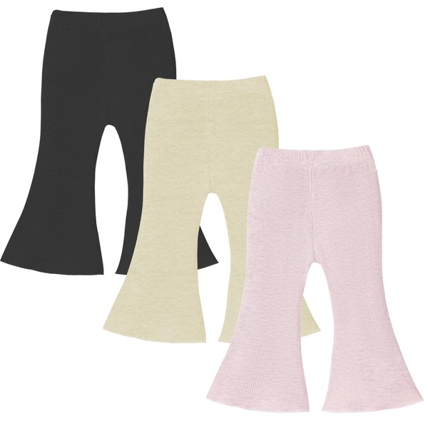 U·nikaka 3 Pack Baby Girl Flare Pants Solid Toddler Leggings