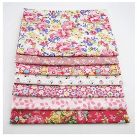 GreatRise 7 Pieces Pink Flower Series Patchwork Fabrics Package Cotton 50 x 50 cm Cotton Fabrics Fabric Bundle Fabric Bundle Fabric Scraps Sewing Fabrics DIY Crafts Sewing Quilting Cotton Cloth Pink