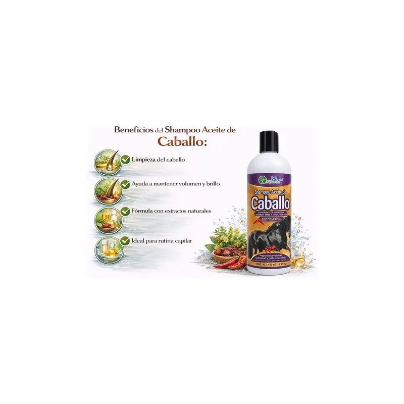 Shampoo Aceite De Caballo Vale Natural 480 Ml Cuidado Capila