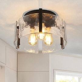 Black Flush Mount Ceiling Light Fixture, 3-Light Modern Ceiling Light, Hallway Light Fixtures Ceiling Mount, Kitchen Lighting Fixtures Ceiling for Bedroom, Entryway, Bathroom, Laundry Room, Foyer