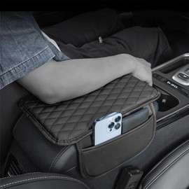 Upgraded Car Center Console Cover,Microfiber Leather Car Armrest Cover Cushion with 2 Storage Bags,Universal Car Armrest Storage Box Car Interior Accessories for Most Vehicles (vine10)