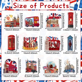 Luvart London Fridge Magnets for Kitchen - 12 Pcs London Souvenirs Gifts British Union Jack Souvenirs Magnet England Red Phone Box Deck Bus Fridge Magnets Unique Stylish Design Holiday Souvenir Gift