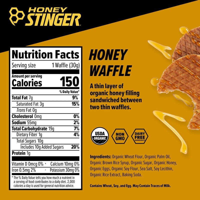 Honey Stinger Waffles, 1.06 oz, 12-count