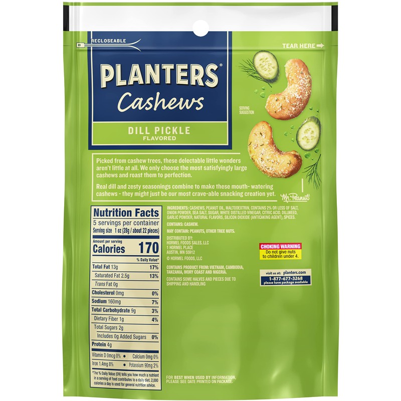 PLANTERS Cashews Dill Pickle - Trail Mix Snack Packs -