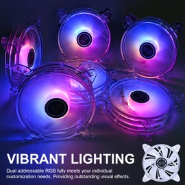 DS Axis LED Addressable RGB 120MM Case Fan with Controller for PC Cases, ATX, M-ATX Tower (3PACK 6Pin RGB Fans, 2PCAK LED Strips, E Series)